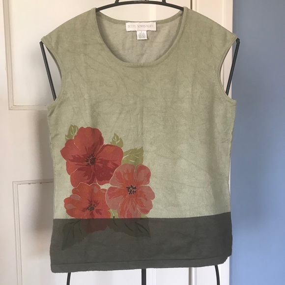 Petite Sophisticate Floral Sweater Tank Top - Picture 1 of 6